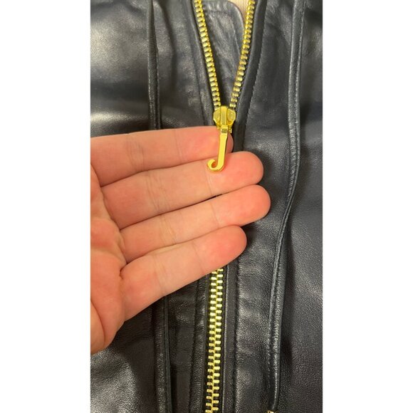 JUICY COUTURE LAMBSKIN LEATHER NAVY HOODIE JACKET XS - Picture 6 of 16